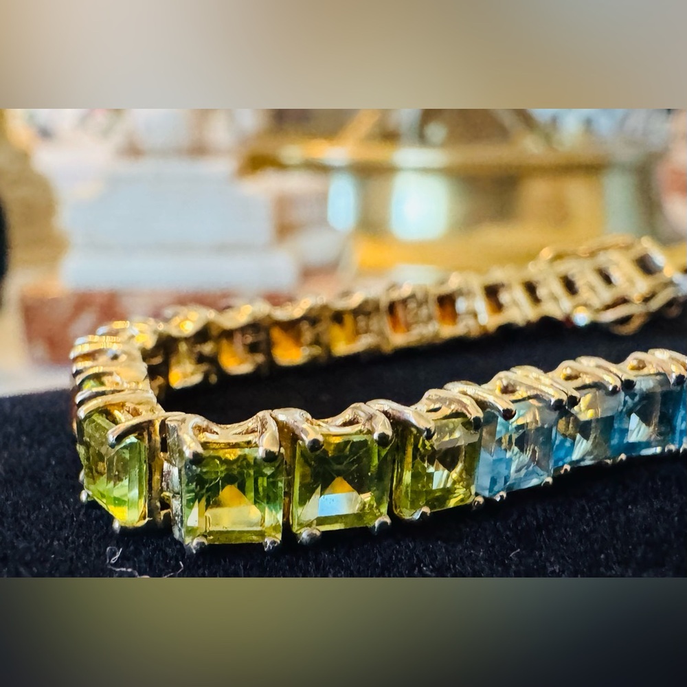 STS Multi-Gemstone Gold Over Silver Bracelet   - 8” - Picture 3 of 7